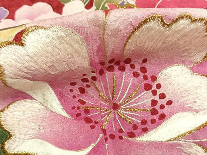 平和屋着物●豪華振袖　草花文　暈し染め　金糸　金銀彩　銀通し地　鈴乃屋扱い　正絹　逸品　AABK1557fy