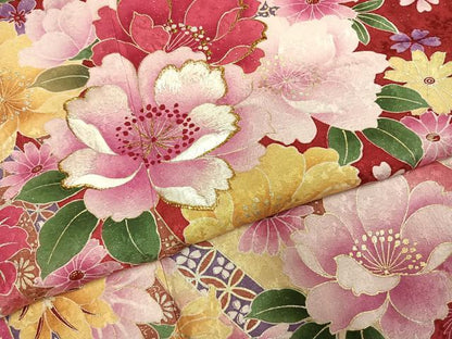平和屋着物●豪華振袖　草花文　暈し染め　金糸　金銀彩　銀通し地　鈴乃屋扱い　正絹　逸品　AABK1557fy