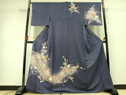 平和屋着物●訪問着　友禅　枝花文　暈し染め　正絹　逸品　AABK1561fy