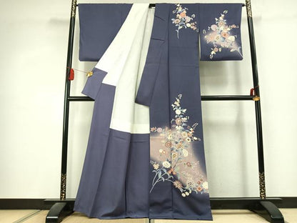 平和屋着物●訪問着　友禅　枝花文　暈し染め　正絹　逸品　AABK1561fy