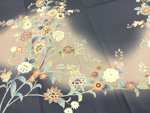 平和屋着物●訪問着　友禅　枝花文　暈し染め　正絹　逸品　AABK1561fy
