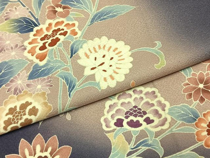 平和屋着物●訪問着　友禅　枝花文　暈し染め　正絹　逸品　AABK1561fy