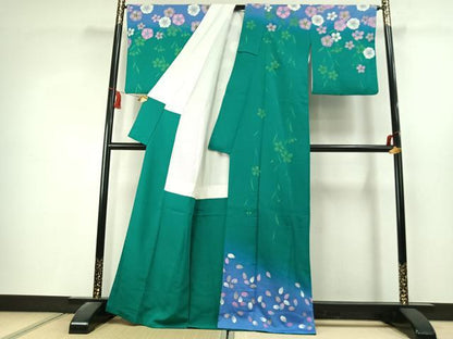 平和屋着物●訪問着　駒刺繍　舞桜文　暈し染め　金彩　正絹　逸品　AABK1562fy