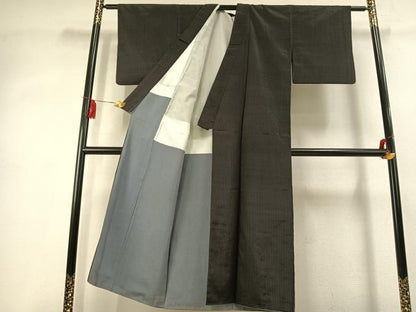 平和屋着物●お召 縞 正絹 逸品 AABK1563fy