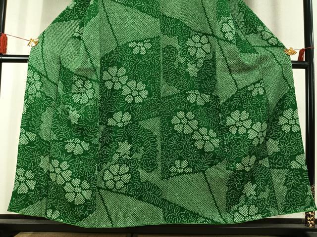 平和屋着物●上質な小紋　総絞り　舞花文　正絹　逸品　AABK1564fy
