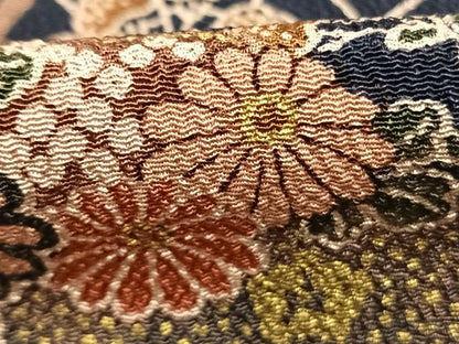 平和屋着物●上質な小紋　松竹梅　雲取り花文　金彩　鬼しぼ縮緬　正絹　逸品　AABK1567fy