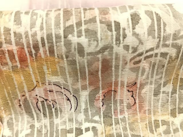 平和屋着物●訪問着　紬地　作家物　吉祥花文　金彩　正絹　逸品　AABK1568fy