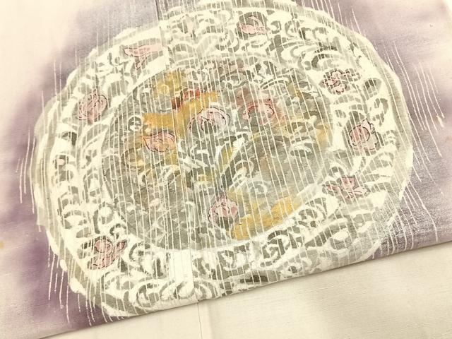 平和屋着物●訪問着　紬地　作家物　吉祥花文　金彩　正絹　逸品　AABK1568fy