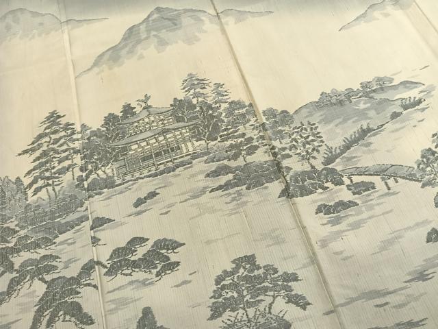 平和屋着物●色留訪問着　紬地　風景文　正絹　逸品　AABK1575fy
