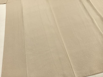 平和屋着物●上質な色無地　霞地紋　白橡色　正絹　逸品　未使用　AABK1578fy
