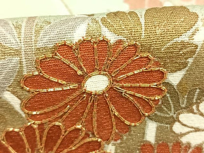 平和屋着物●訪問着　駒刺繍　草花文　暈し染め　金彩　正絹　逸品　AABK1581fy