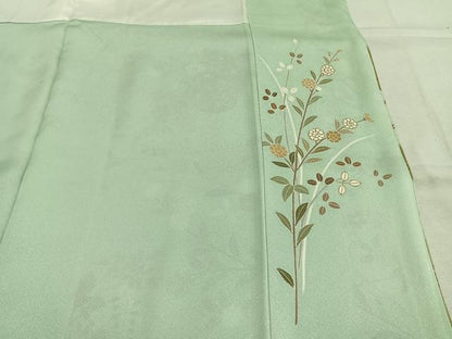 平和屋着物●訪問着　駒刺繍　草花文　暈し染め　金彩　正絹　逸品　AABK1581fy