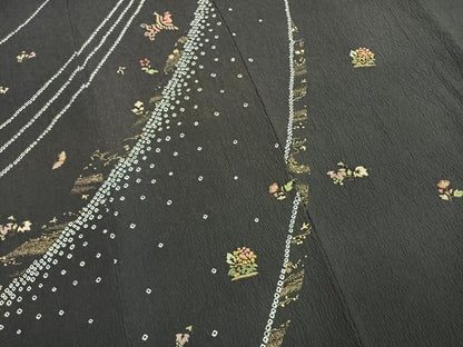 平和屋着物●訪問着　中国三大刺繍　相良刺繍　絞り　舞蝶花鳥文　金糸　金彩　三越扱い　正絹　逸品　AABK1582fy
