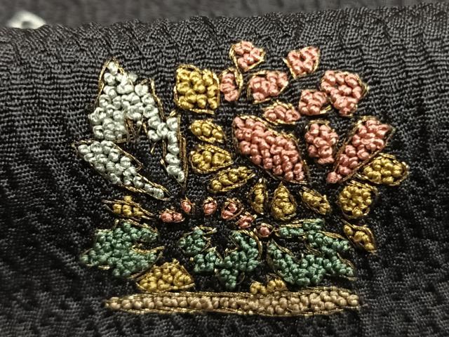 平和屋着物●訪問着　中国三大刺繍　相良刺繍　絞り　舞蝶花鳥文　金糸　金彩　三越扱い　正絹　逸品　AABK1582fy