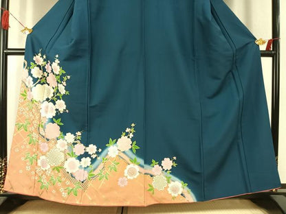 平和屋着物●訪問着　枝花文　暈し染め　金彩　胴抜き仕立て　正絹　逸品　AABK1583fy