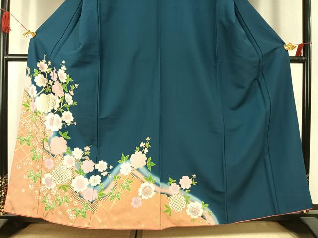 平和屋着物●訪問着　枝花文　暈し染め　金彩　胴抜き仕立て　正絹　逸品　AABK1583fy