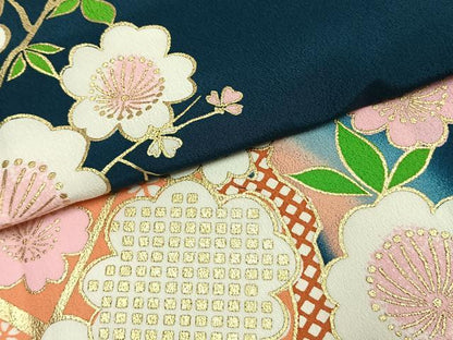 平和屋着物●訪問着　枝花文　暈し染め　金彩　胴抜き仕立て　正絹　逸品　AABK1583fy