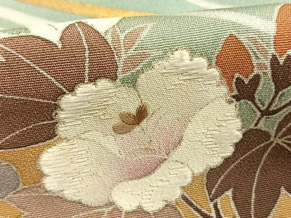 平和屋着物●訪問着　刺繍　草花文　暈し染め　金糸　金彩　正絹　逸品　AABK1586fy