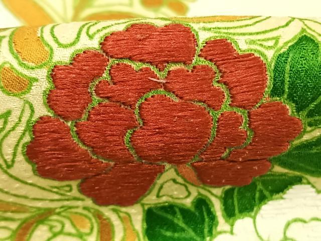 平和屋着物●訪問着　刺繍　草花文　正絹　逸品　AABK1588fy