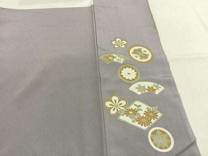平和屋着物●色留訪問着　駒刺繍　草花文　金彩　ロング丈　正絹　逸品　AABK1596fy