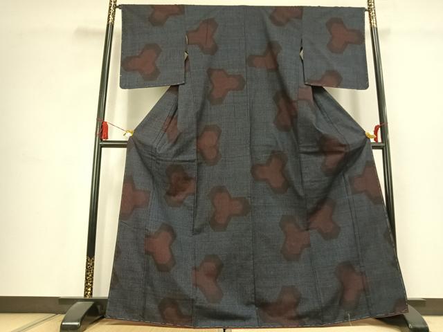 平和屋着物●結城紬　80亀甲　毘沙門亀甲　正絹　逸品　AABK1601fy