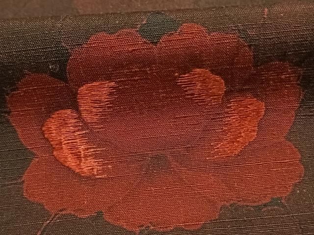 平和屋着物●訪問着　紬地　刺繍　草花文　正絹　逸品　AABK1604fy