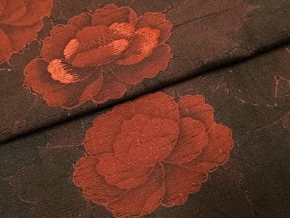 平和屋着物●訪問着　紬地　刺繍　草花文　正絹　逸品　AABK1604fy