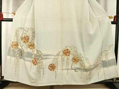 平和屋着物●豪華色留袖　駒刺繍　草花文　暈し染め　金彩　正絹　逸品　AABK1606fy