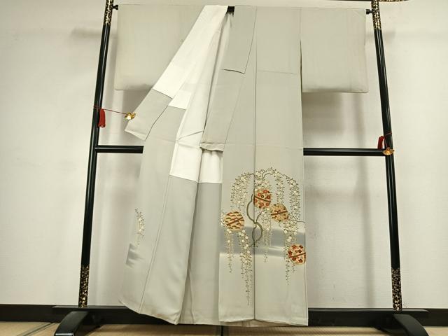 平和屋着物●豪華色留袖　駒刺繍　草花文　暈し染め　金彩　正絹　逸品　AABK1606fy