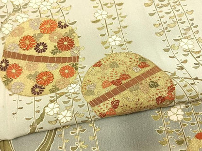 平和屋着物●豪華色留袖　駒刺繍　草花文　暈し染め　金彩　正絹　逸品　AABK1606fy