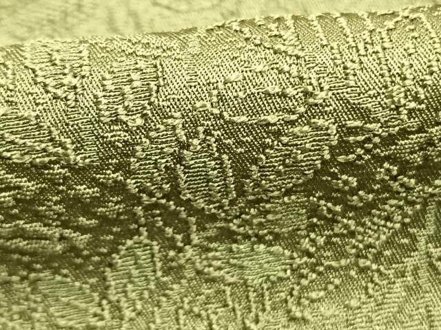 平和屋着物●上質な色無地　南天地紋　苗色　正絹　逸品　AABK1607fy