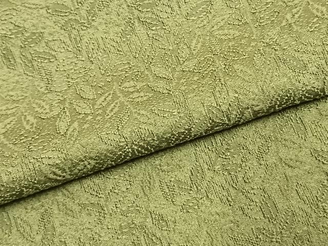 平和屋着物●上質な色無地　南天地紋　苗色　正絹　逸品　AABK1607fy
