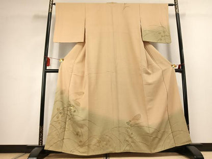 平和屋着物●訪問着　竹屋町刺繍　草葉文　暈し染め　金銀糸　金彩　正絹　逸品　AABK1608fy