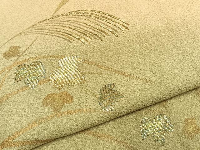 平和屋着物●訪問着　竹屋町刺繍　草葉文　暈し染め　金銀糸　金彩　正絹　逸品　AABK1608fy