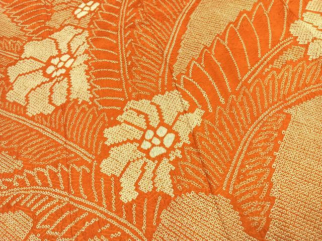 平和屋着物●豪華振袖　総絞り　草花文　正絹　逸品　AABK1611fy