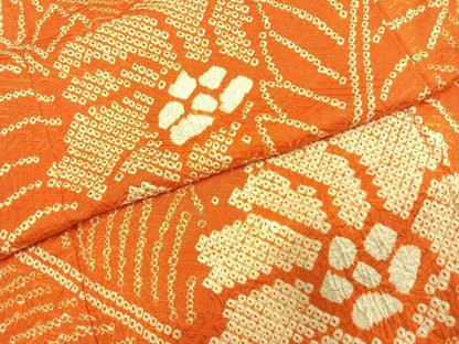 平和屋着物●豪華振袖　総絞り　草花文　正絹　逸品　AABK1611fy
