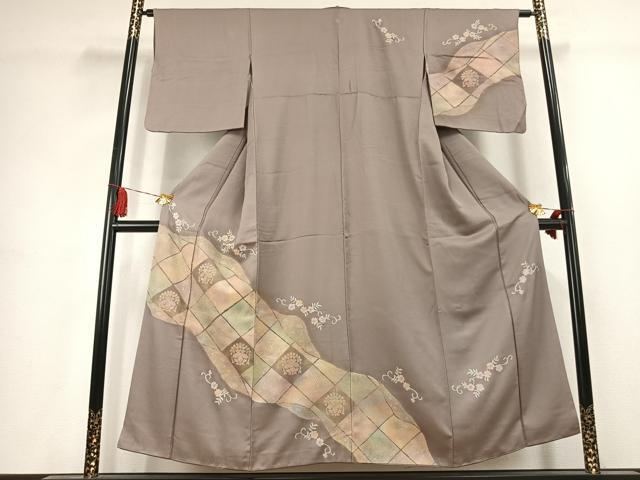 平和屋着物●訪問着　中国三大刺繍　汕頭刺繍　スワトウ刺繍　総刺繍　花唐草文　暈し染め　正絹　逸品　AABK1612fy