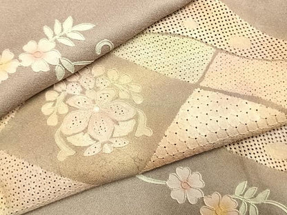 平和屋着物●訪問着　中国三大刺繍　汕頭刺繍　スワトウ刺繍　総刺繍　花唐草文　暈し染め　正絹　逸品　AABK1612fy