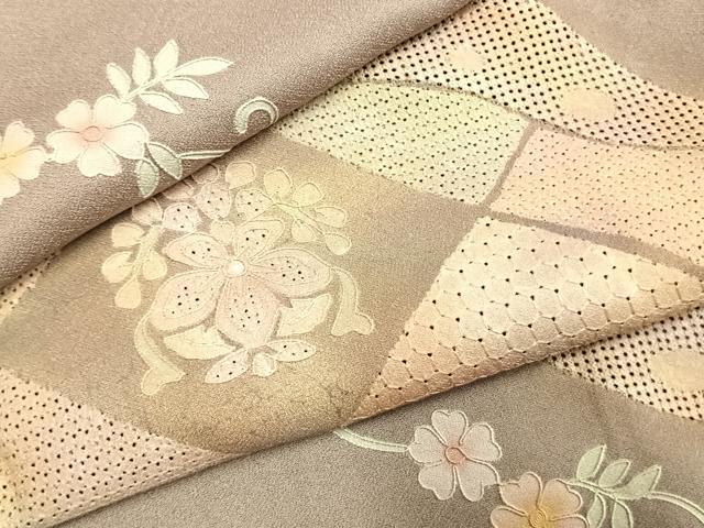 平和屋着物●訪問着　中国三大刺繍　汕頭刺繍　スワトウ刺繍　総刺繍　花唐草文　暈し染め　正絹　逸品　AABK1612fy