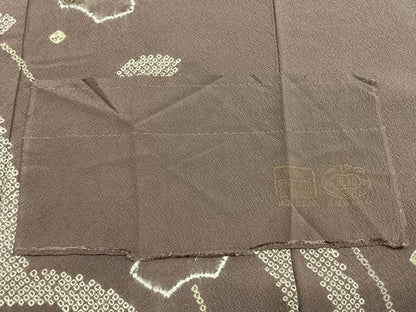 平和屋着物●訪問着　刺繍　絞り　地紙花文　金糸　反端付き　正絹　逸品　未使用　AABK1613fy