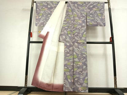 平和屋着物●本場結城紬　重要無形文化財　100亀甲　扇面文　モロ入り　正絹　逸品　AABK1615fy
