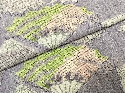 平和屋着物●本場結城紬　重要無形文化財　100亀甲　扇面文　モロ入り　正絹　逸品　AABK1615fy
