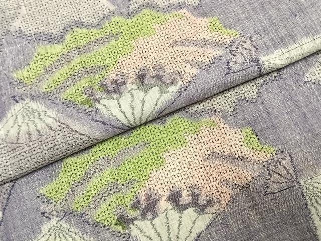 平和屋着物●本場結城紬　重要無形文化財　100亀甲　扇面文　モロ入り　正絹　逸品　AABK1615fy