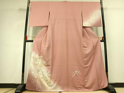 平和屋着物●訪問着　舞桜文　暈し染め　金彩　正絹　逸品　未使用　AABK1619fy