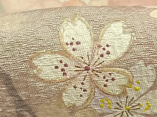 平和屋着物●訪問着　舞桜文　暈し染め　金彩　正絹　逸品　未使用　AABK1619fy