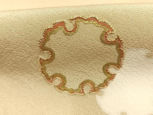 平和屋着物●訪問着　駒刺繍　雪輪重ね文　金彩　正絹　逸品　AABK1620fy