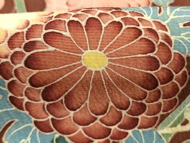 平和屋着物●訪問着　友禅　草花文　正絹　逸品　AABK1621fy