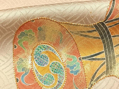 平和屋着物●京縫　月聖子　訪問着　駒刺繍　人物鼓文　金銀糸　金銀彩　正絹　逸品　AABK1629fy
