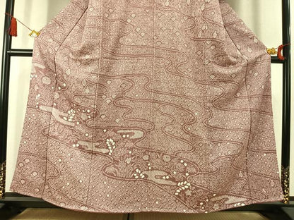平和屋着物●訪問着　総絞り　草花文　正絹　逸品　未使用　AABK1631fy