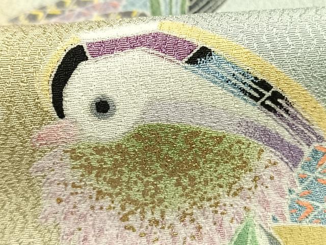 平和屋着物●訪問着　友禅　鴛鴦花文　暈し染め　金彩　正絹　逸品　AABK1632fy